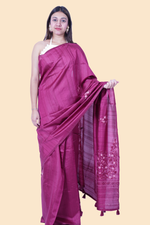 Load image into Gallery viewer, Tussar Silk with Hand Work - Maroon Color
