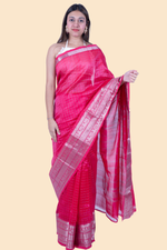 Load image into Gallery viewer, Mangalagiri handloom Pattu checks saree with extra digital print organza blouse piece
