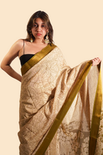 Load image into Gallery viewer, Kalamkari Saree with blouse- Outline Design
