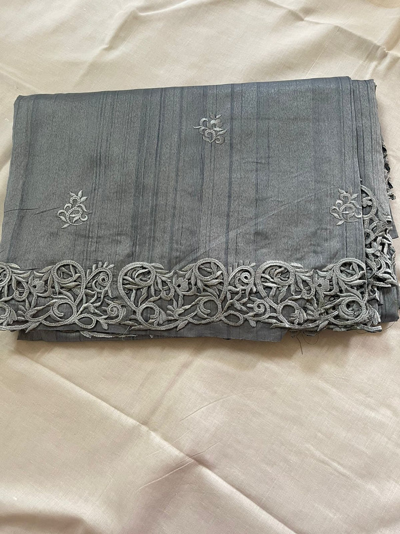 Tussar Saree with cut work