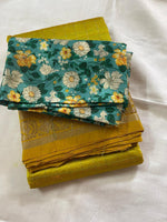 Load image into Gallery viewer, Mangalagiri handloom Pattu checks saree with extra digital print organza blouse piece
