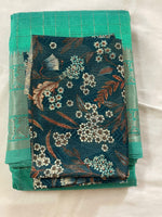 Load image into Gallery viewer, Mangalagiri handloom Pattu checks saree with extra digital print organza blouse piece
