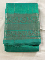 Load image into Gallery viewer, Mangalagiri handloom Pattu checks saree with extra digital print organza blouse piece
