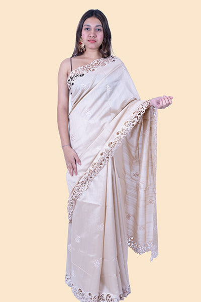 Tussar Saree with cut work